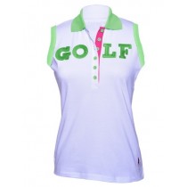 Brittigan Damen Golf Polo Shirt GOLF weiss ärmellos